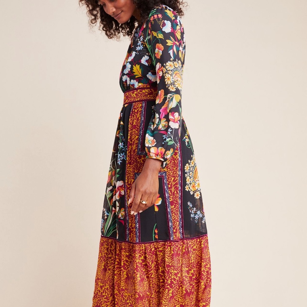 Anthropologie Adair Velvet-trimmed midi Dress